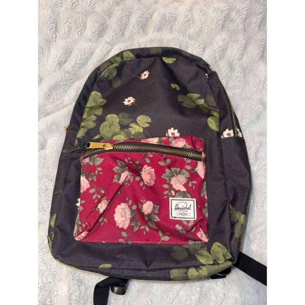 Herschel Supply Co. Black & Green Floral Backpack Pink & Maroon Floral Pocket